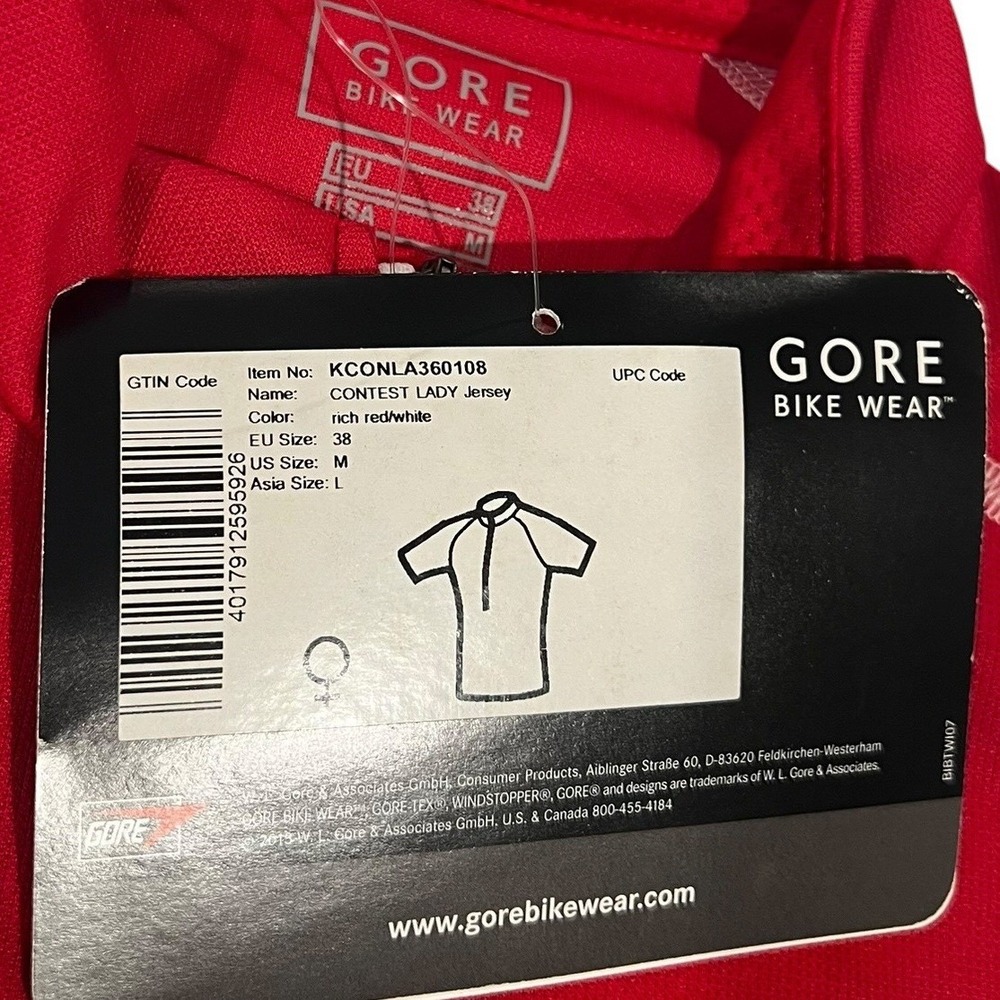 GORE BIKE WEAR Women's M Contest Lady Cycling Jersey Red Short Sleeve NWT